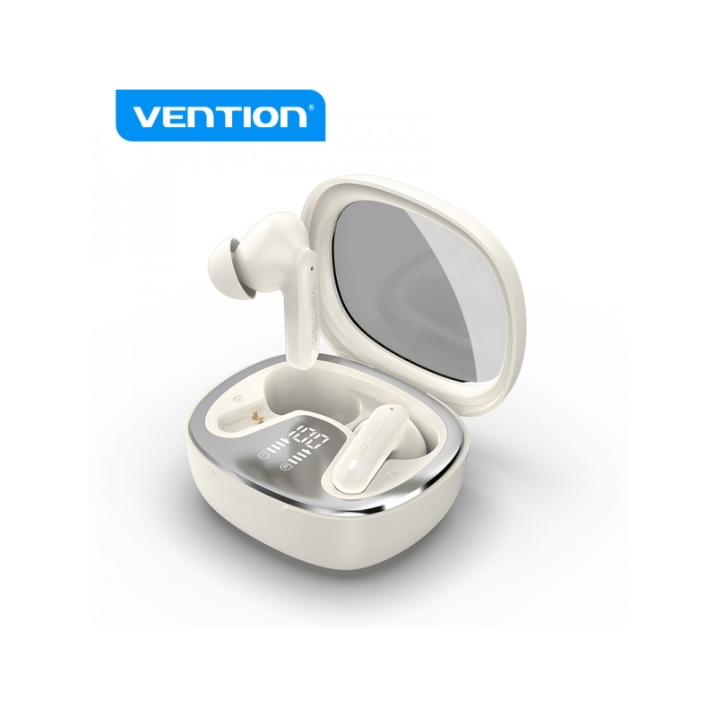 Vention Cuffie Bluetooth 5.3 con custodia di ricarica - Autonomia 7 ore - Display LED AIR A01 - Colore beige