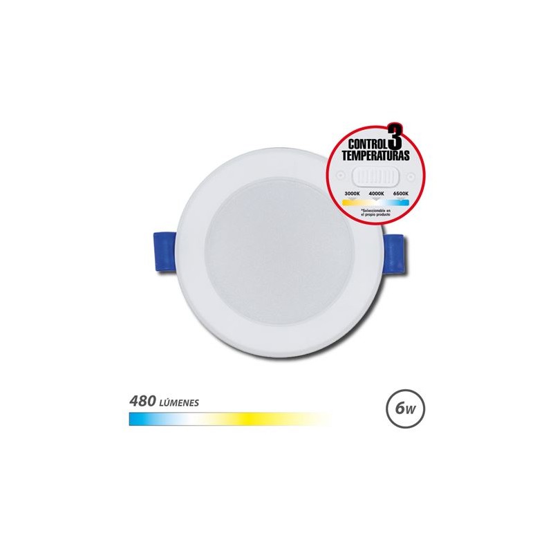Elbat Downlight circolare 6W - 480Lm - Selettore 3 temperature - Colore bianco