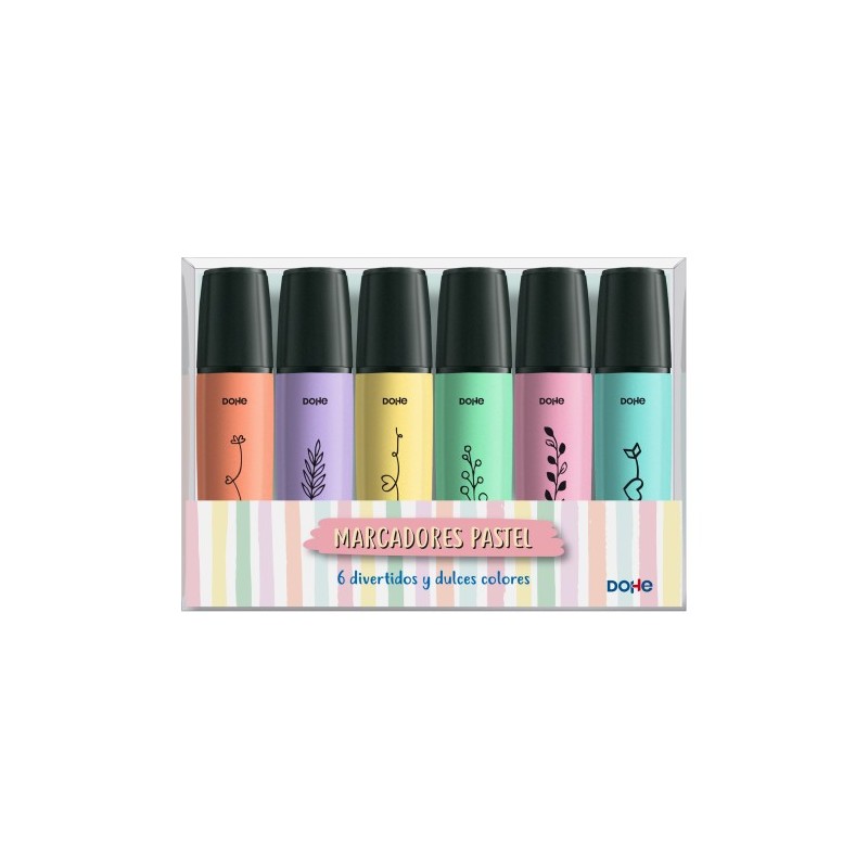 Dohe confezione da 6 pennarelli fluorescenti a pastello - punta smussata con tratto da 1 a 5 mm - colori assortiti