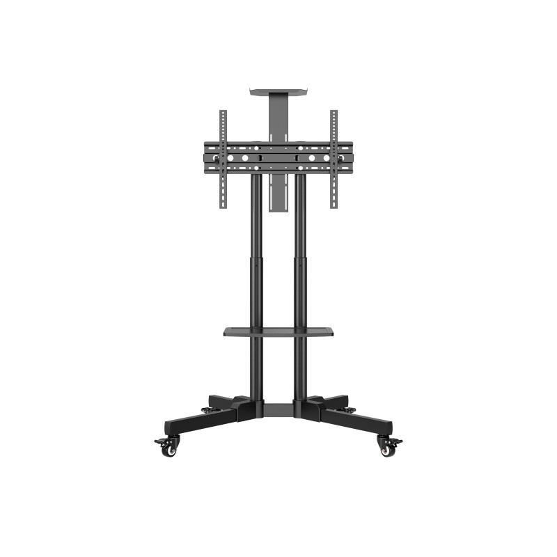 Supporto da pavimento Unykach con rotelle per schermi da 32-75 - Rotelle bloccabili - Due vassoi - Peso massimo 45Kg - V
