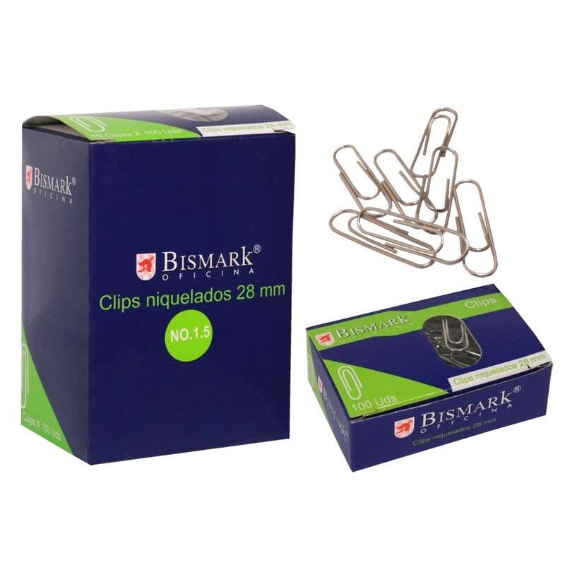 Confezione da 100 clip Bismark n. 1.5 28 mm - Nichelato