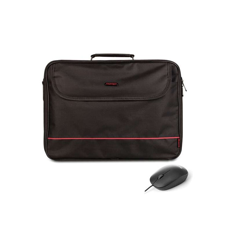 NGS Bureau 16 Laptop Case Pack + USB Mouse 800dpi - Interno imbottito - 2 scomparti e tasca esterna - Colore nero