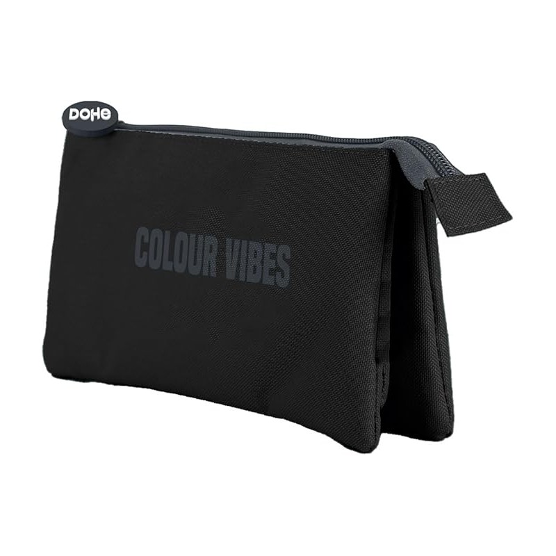 Marsupio triplo Dohe Colour Vibes - Chiusura a doppia zip con tirante gommato - Nero