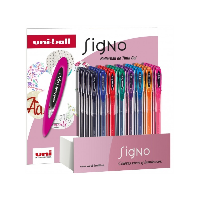 Display per cartelli Uni-ball da 48 rulli a inchiostro gel - Punta a sfera da 0.7 mm - Inchiostro resistente all'acqua e
