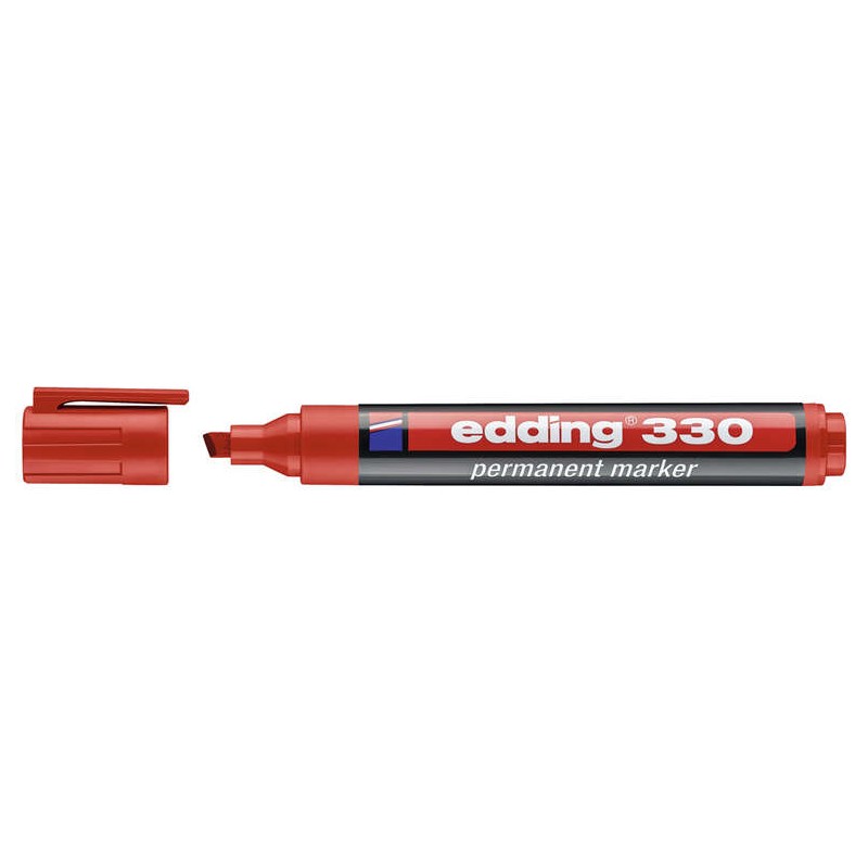 Marcatore permanente Edding 330 - Punta smussata - Larghezza del tratto da 1 a 5 mm. - Inchiostro quasi inodore - Cappuc