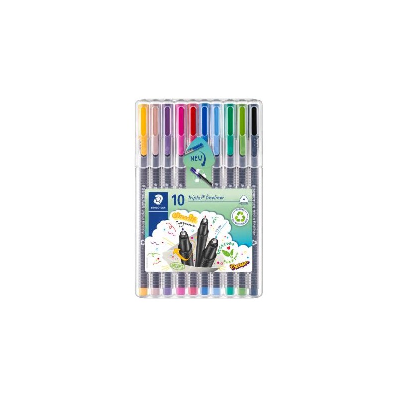 Staedtler Triplus Fineliner 334 Confezione da 10 matite fini per alimenti - Tratto 0.3 mm circa - Inchiostro a base d'ac