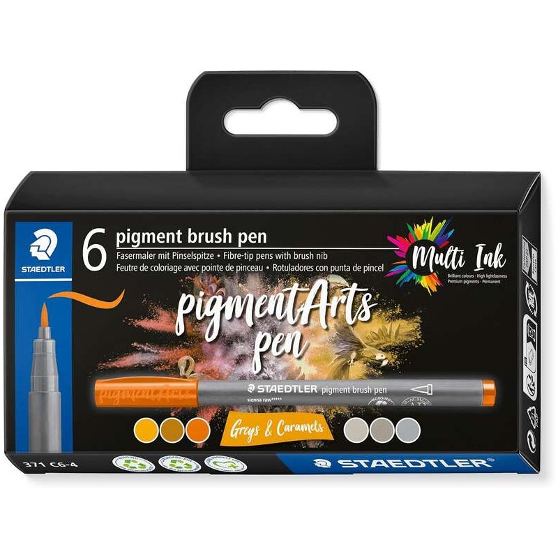 Staedtler 371 Confezione da 6 punte di pennello morbide - Colori vivaci e brillanti - Non ingialliscono nel tempo - Nuov