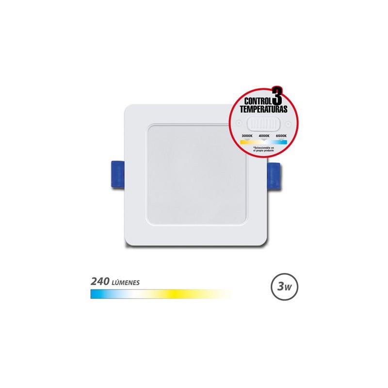 Elbat Downlight Square 3W - 240Lm - Selettore 3 temperature - Colore bianco