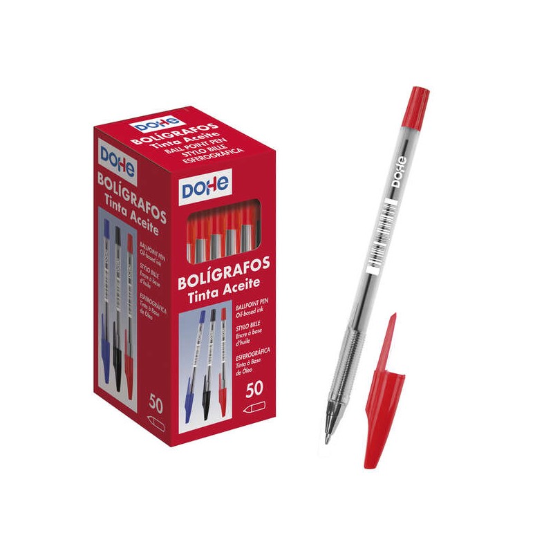 Penne a sfera Dohe a base di olio - Punta a sfera in metallo da 1 mm - Linea da 0.4 mm - Corpo trasparente e cappuccio v