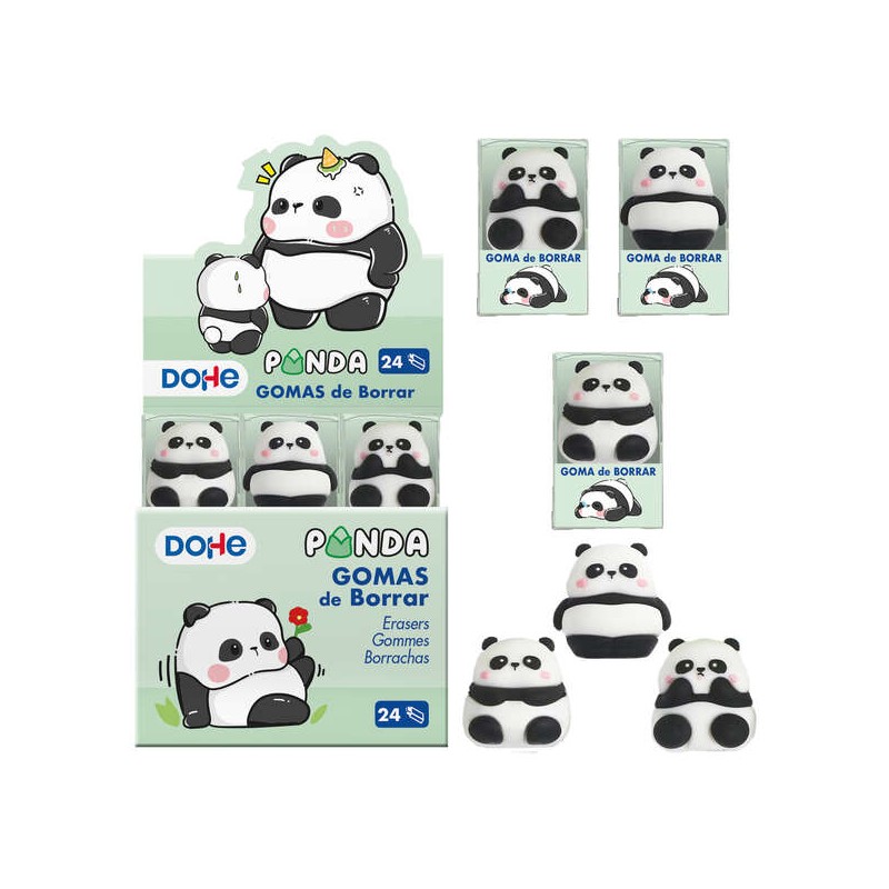 Espositore Dohe da 24 gomme da cancellare - In PVC - A forma di orso panda