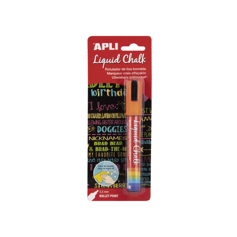 Apli Marcatore a gesso liquido - Punta tonda da 5.5 mm - Ideale per lavagne. plastica. finestre. ceramica. vinile. metal
