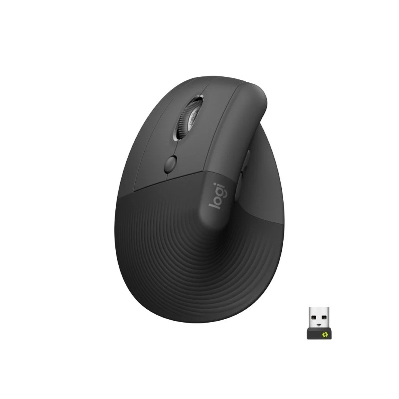 Logitech Lift Vertical Bluetooth Wireless USB 4000dpi Mouse verticale - 5 pulsanti - Per mancini - Nero/Grigio