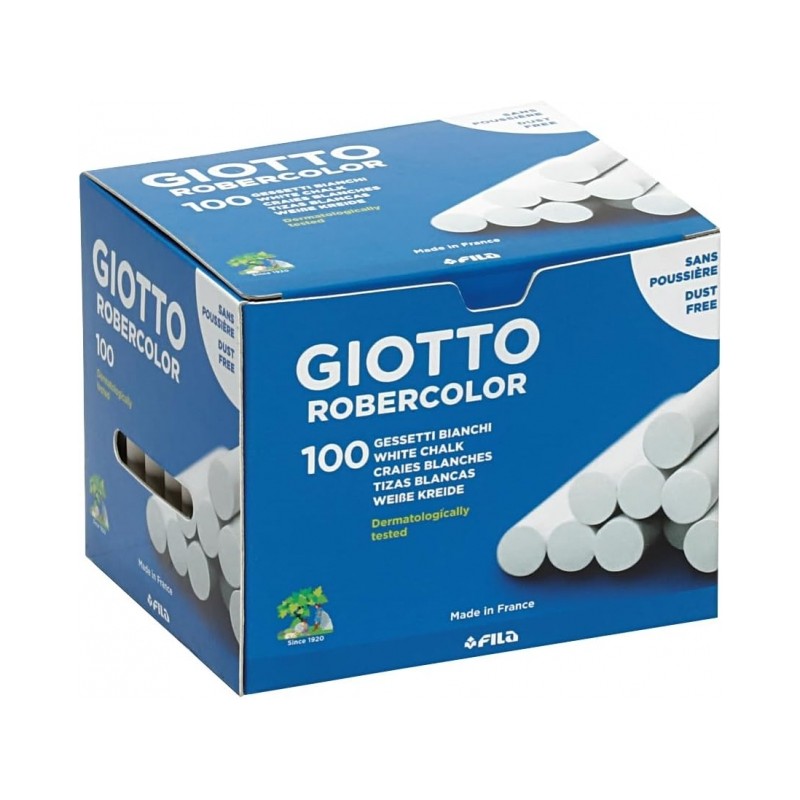 Giotto Robercolor Confezione da 100 gessetti tondi - Dermatologicamente testati - Compatti e resistenti - Colore bianco