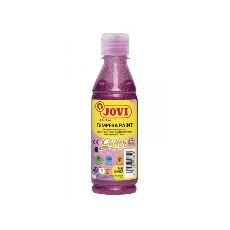 Jovi Glitter Tempera liquida a base d'acqua 250ml - Particelle glitterate - Prestazioni eccellenti - Asciugatura rapida 