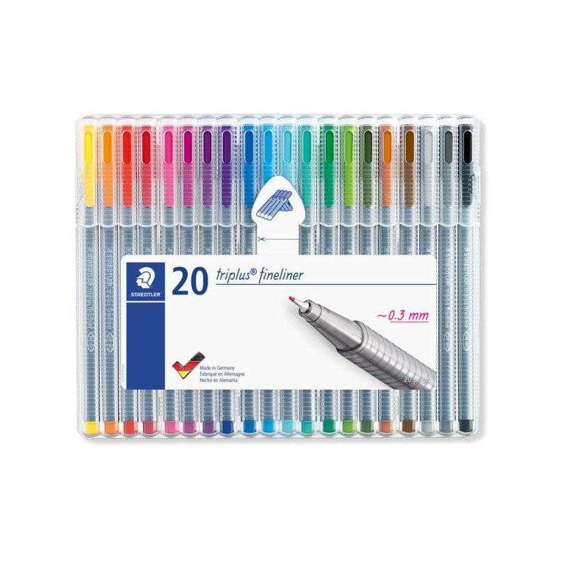 Staedtler Triplus Fineliner 334 Confezione da 20 matite fini per alimenti - Tratto 0.3 mm circa - Inchiostro a base d'ac