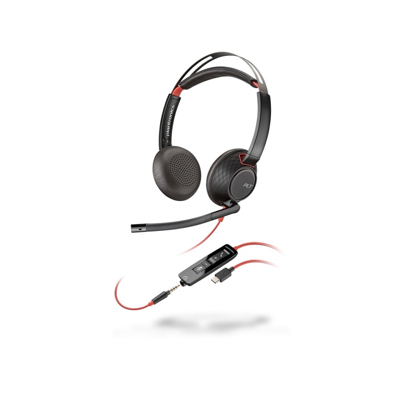 Plantronics/Poly Blackwire C5220 Cuffia USB-C con microfono - Cancellazione del rumore - Archetto in metallo imbottito -