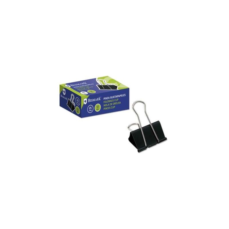 Bismark Confezione da 12 graffette in metallo da 25 mm - Flip-top - Nero