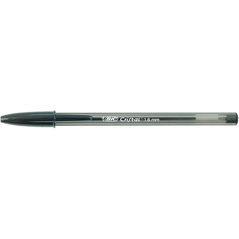 Bic Cristal Penna a sfera grande - Punta spessa 1.6 mm - Linea 0.60 mm - Inchiostro a base d'olio - Traslucida - Colore 
