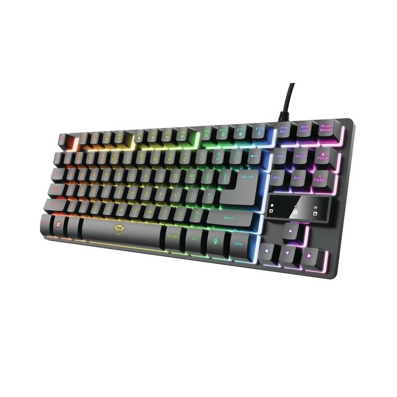 Trust Gaming GXT 833 Thado TKL Tastiera USB compatta - 12 tasti multimediali - Antighosting - Illuminazione LED - Cavo i