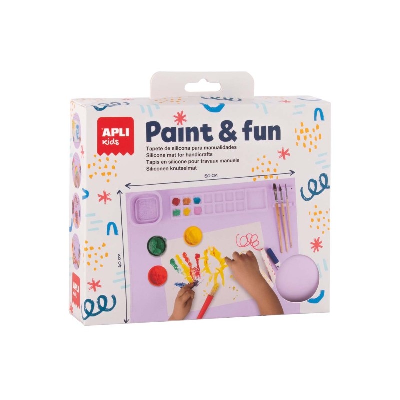 Apli Kids Paint e Fun Tappetino in silicone e tazza pieghevole - Per dipingere e fare lavoretti senza sporcare - Colore 