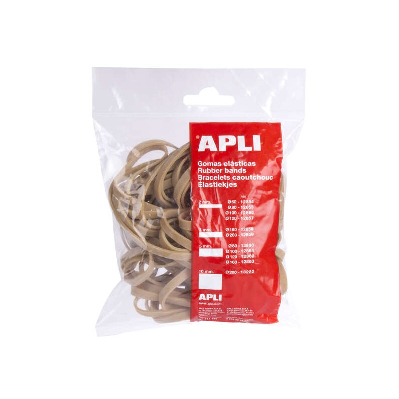 Fascette in gomma naturale Apli - Ø 160 x 5mm - Alta elasticità e resistenza - Contenuto 100 G