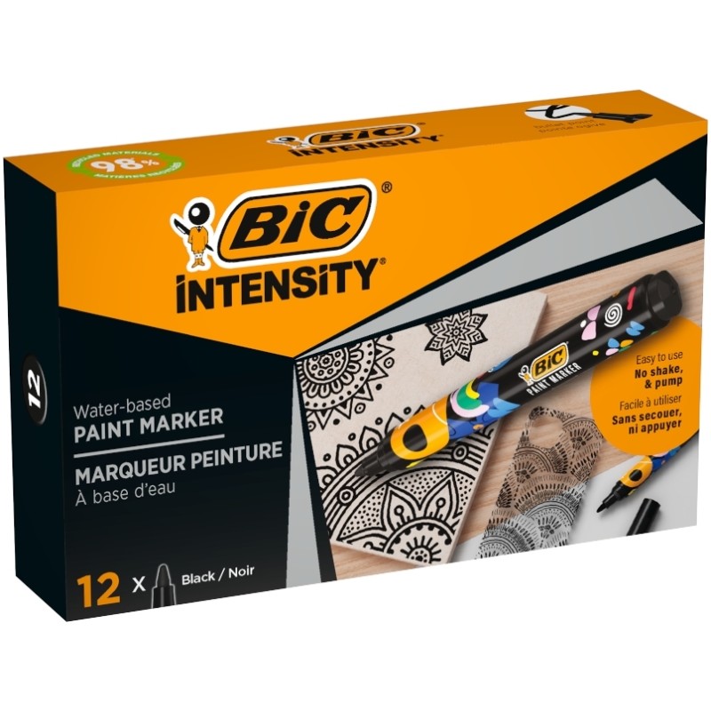 Bic Intensity Paint Marker - Punta media - Inchiostro a base d'acqua - 98% materiali riciclati - Colore nero