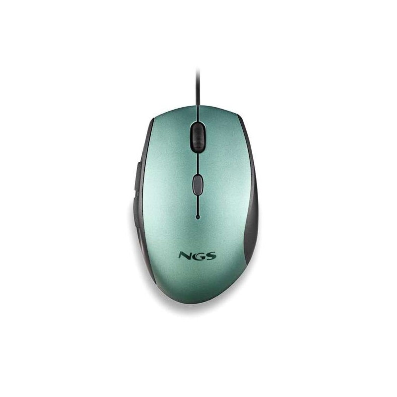 NGS Moth Ice Mouse USB 1600dpi + adattatore da USB-A a USB-C - 5 pulsanti - Utilizzo con la mano destra - Cavo da 1.80 m