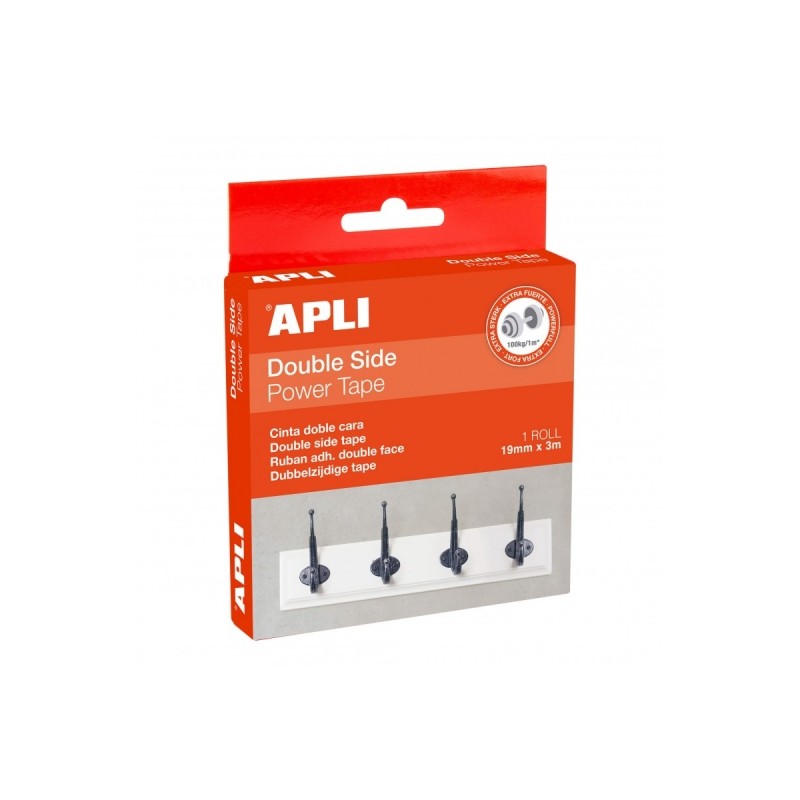 Nastro biadesivo Apli Power - Resiste fino a 100 kg - Forte e durevole - Adesione immediata - Ideale per superfici piane