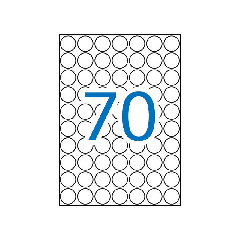 Apli Confezione da 1.050 etichette rotonde Ø 19 mm - 15 fogli A5 per 70 etichette - Adesivo permanente - Colore bianco