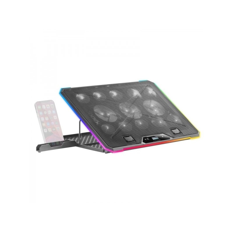 Mars Gaming MNBC13 Base Cooler - 13 ventole ultra silenziose - Illuminazione RGB personalizzabile - Display LCD - 2 port