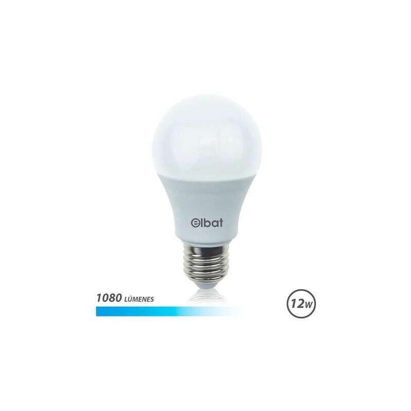 Lampadina LED Elbat - Potenza 12W - Lumen 1080 - Tipo di luce 6500K Cool Light - Attacco E27 - Angolo 220º - Dimensioni
