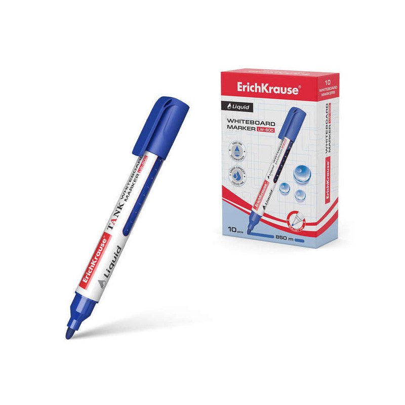 Erichkrause Liquid LW-600 Marcatore per lavagne bianche - Inchiostro liquido a base di alcool - Punta a proiettile - Lar