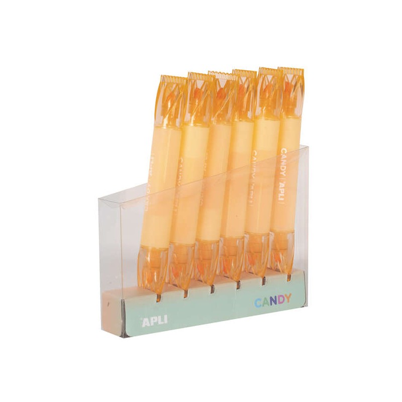 Apli Candy Confezione da 6 pennarelli a doppia punta piatti da 5 mm e rotondi da 2 mm - Ideali per calendari. quaderni e