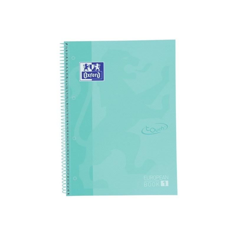 Oxford School Touch Europeanbook 1 Taccuino A4+ 80 Fogli 5x5mm Griglia - Copertina rigida - Colore Menta ghiaccio