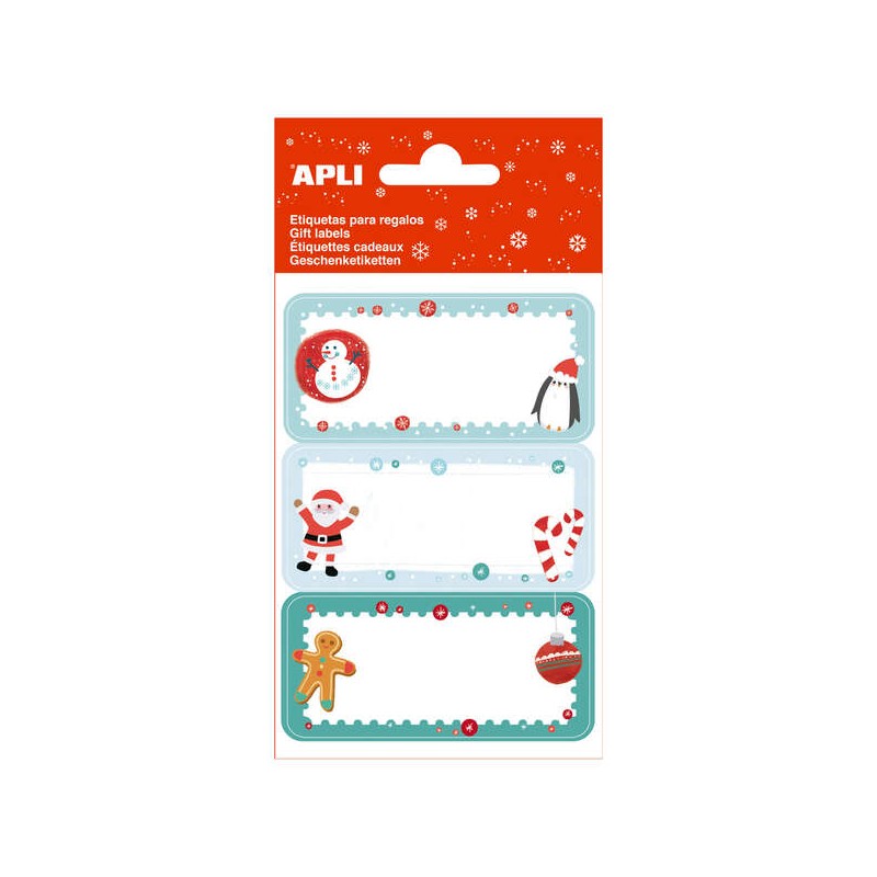 Apli Confezione da 27 adesivi per regali di Natale - Disegni assortiti - Spazio di scrittura