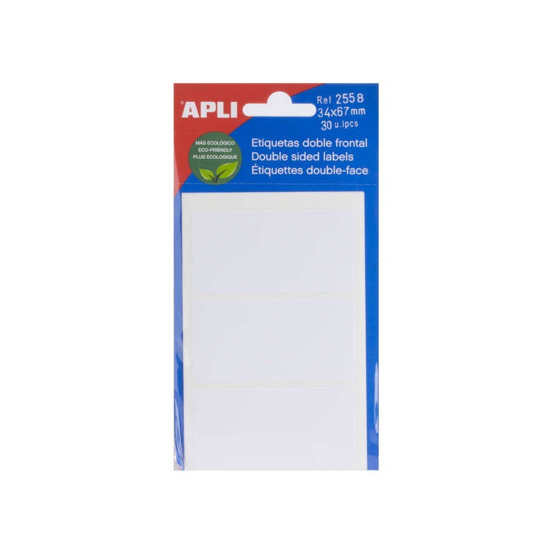 Etichette Apli doppio fronte bianco 34.0 x 67.0 mm
