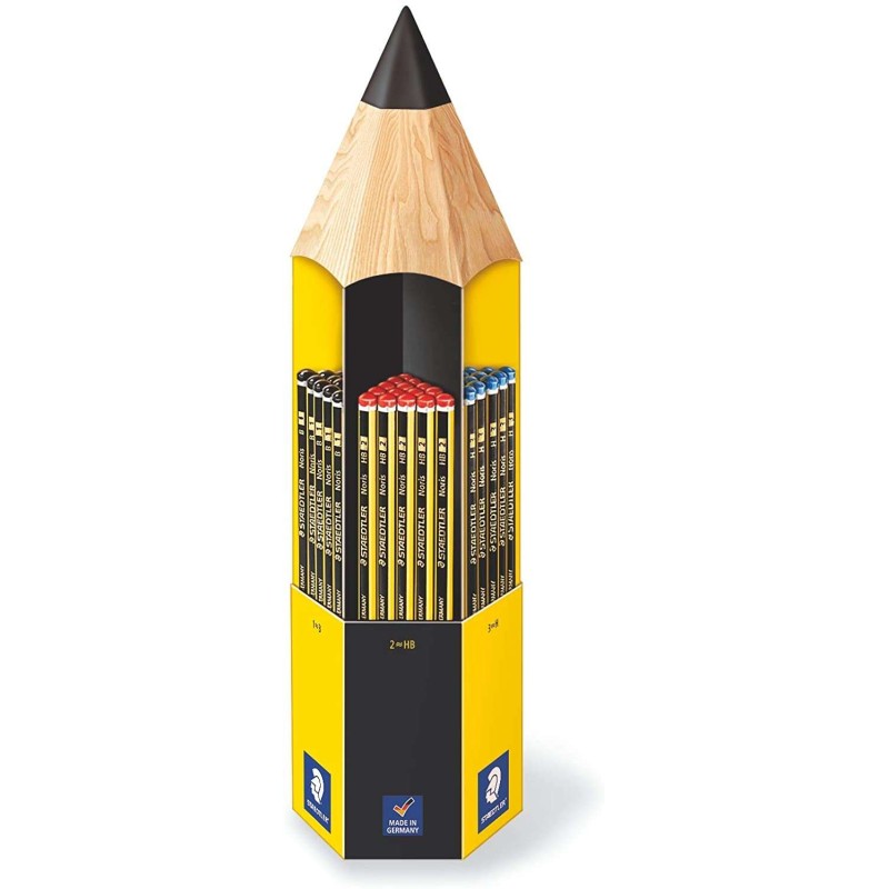 Staedtler Noris 120 Display di 90 matite di grafite esagonali - Diverse gradazioni di mina - Legno proveniente da forest