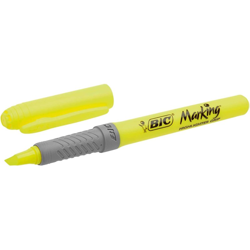 Bic Highlighter Grip Pennarello fluorescente - Inchiostro a base d'acqua - Punta smussata - Tratto tra 1.60 e 3.30 mm - 