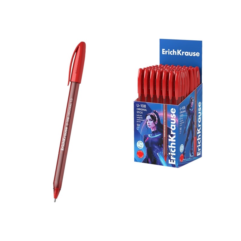 Penna a sfera classica Erichkrause U-108 - Penna a sfera da 1.0 mm - Tratto da 0.3 mm - Cappuccio ventilato - Fusto tras