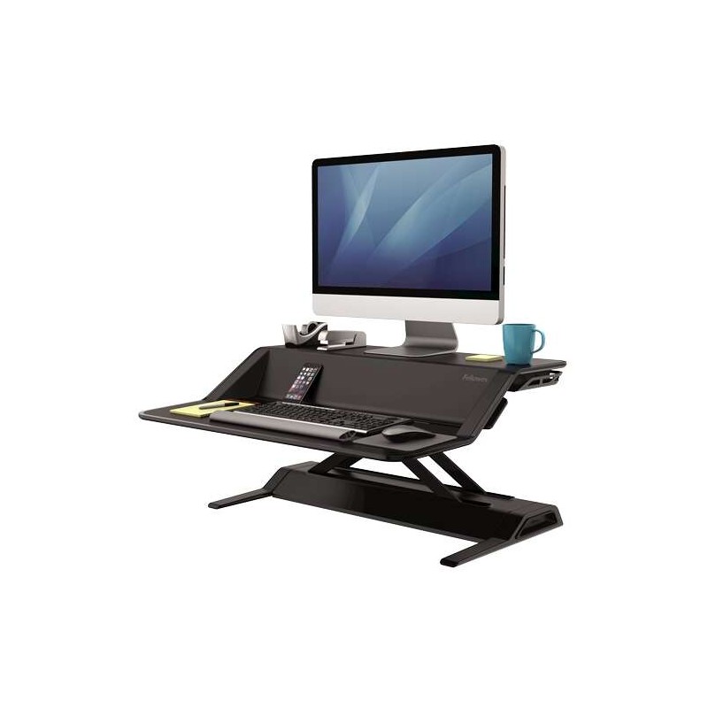 Fellowes Sit-Stand Lotus - 22 regolazioni in altezza - Offre la massima stabilità - Due ampie superfici di lavoro - Ner