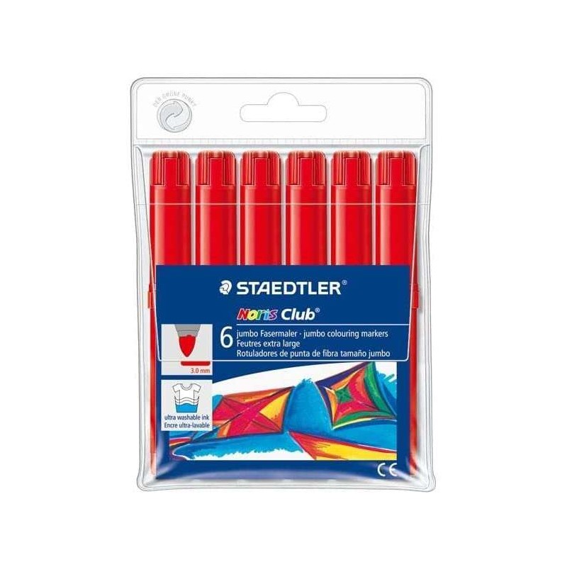Staedtler Noris Watercolour 340 Confezione da 6 pennarelli grandi - tratto 3 mm circa - facilmente lavabile - inchiostro