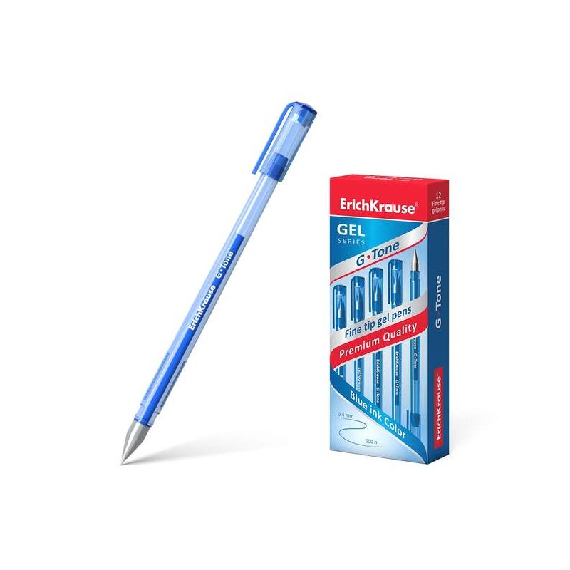 Erichkrause G-Tone Gel Pen - Fusto traslucido con impugnatura triangolare sagomata - Pennino da 0.5 mm - Inchiostro gel 