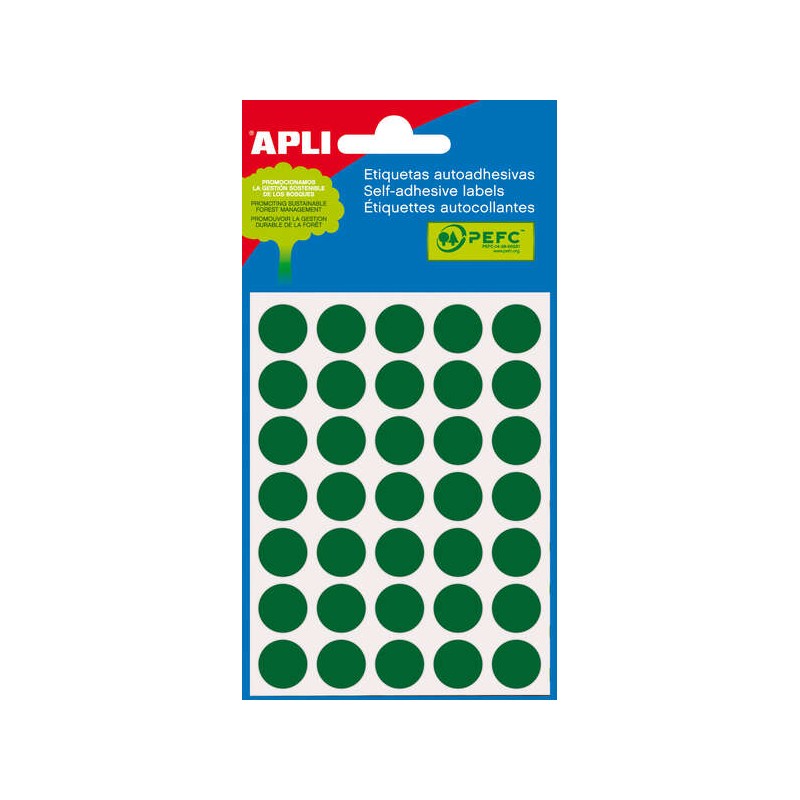 Apli Confezione da 175 etichette rotonde - Dimensione Ø 13 mm - Adatte alla scrittura a mano - Adesivo permanente - Col