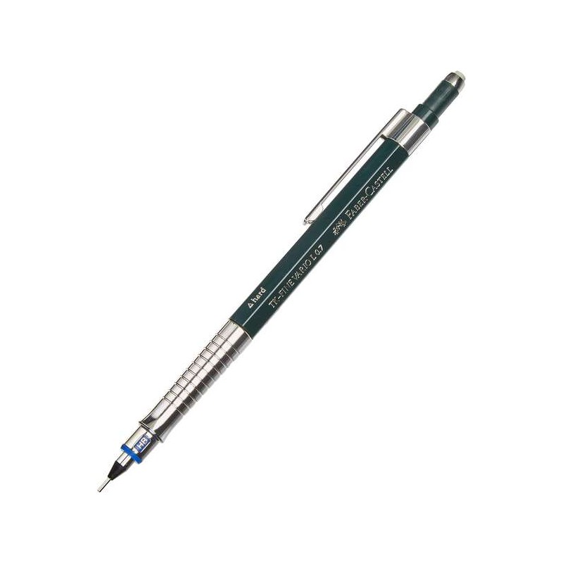Faber-Castell TK-Fine Vario L Matita meccanica HB 0.7 mm - Con gomma - Clip in metallo - Colore verde
