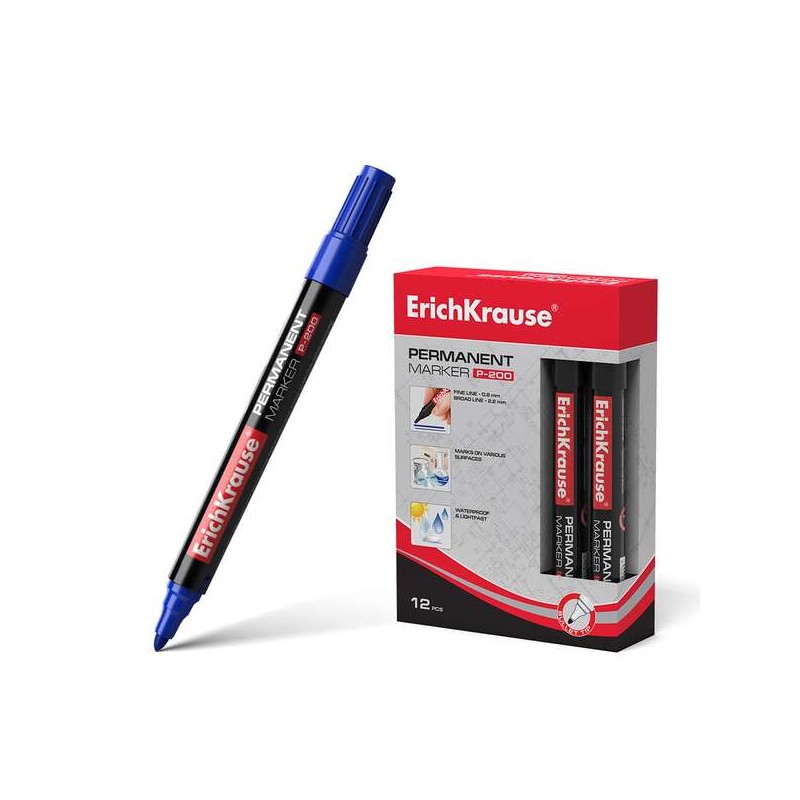 Erichkrause Marcatore permanente P-200 - Punta a proiettile - Impermeabile e resistente ai raggi UV - Blu
