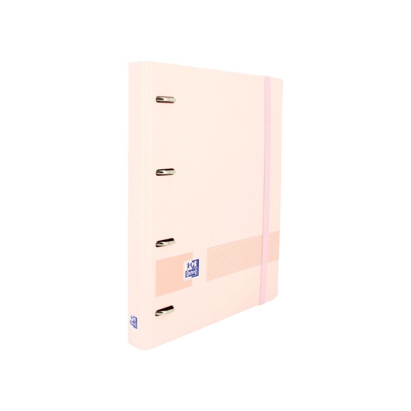 Raccoglitore europeo Oxford Live e Go A4+ in polistirolo - dorso 45 mm - anelli 4Dx35 mm - ricarica 5x5 - Colore: rosa p