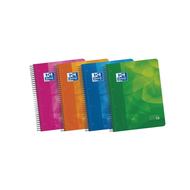 Oxford School Lagoon A4+ Europeanbook 4 - Copertina rigida in plastica - 120 fogli con divisori - 50% di fogli in più i
