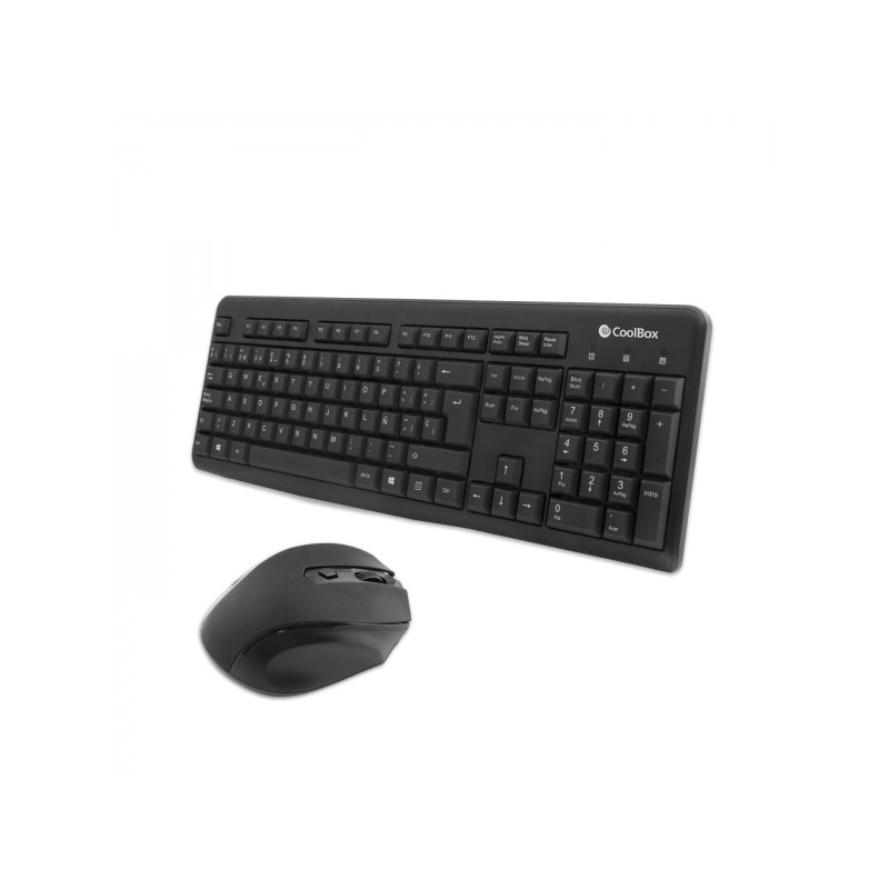 Coolbox KTR-02W Pack Tastiera USB senza fili + Mouse 1600dpi Ergonomico - Tasti silenziosi - Colore nero