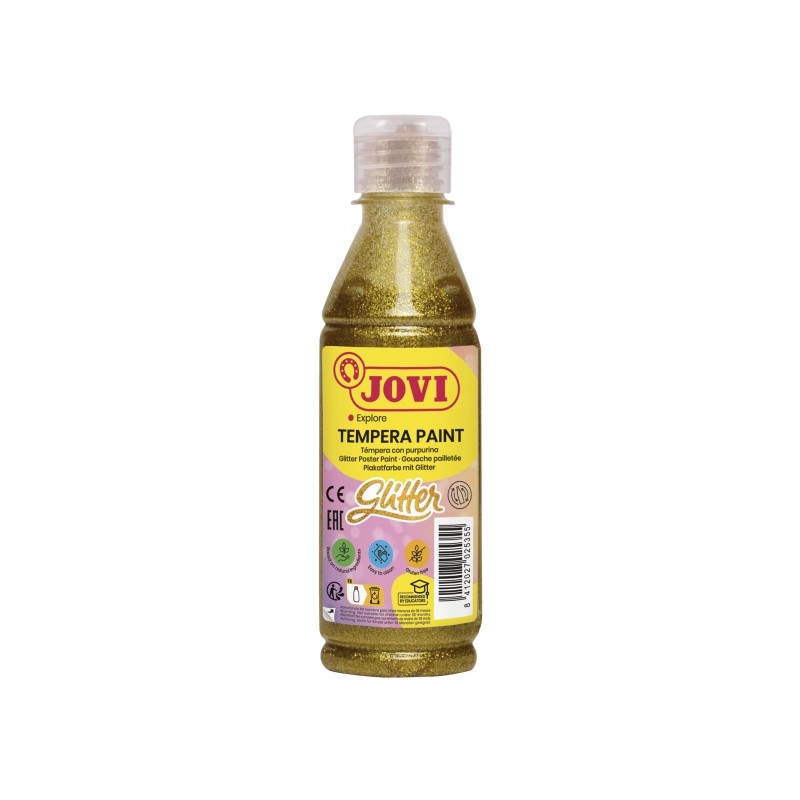 Jovi Glitter Tempera liquida a base d'acqua 250ml - Particelle glitterate - Prestazioni eccellenti - Asciugatura rapida 