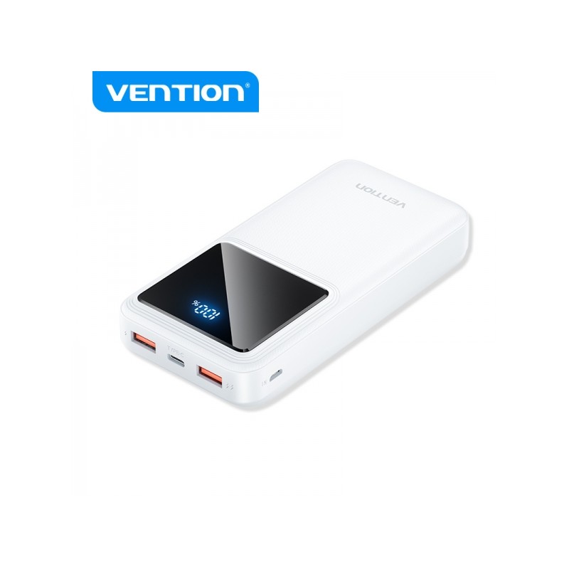 Vention Batteria Powerbank 20000mAh 22.5W USB (C+A+A) con display LED - Colore bianco